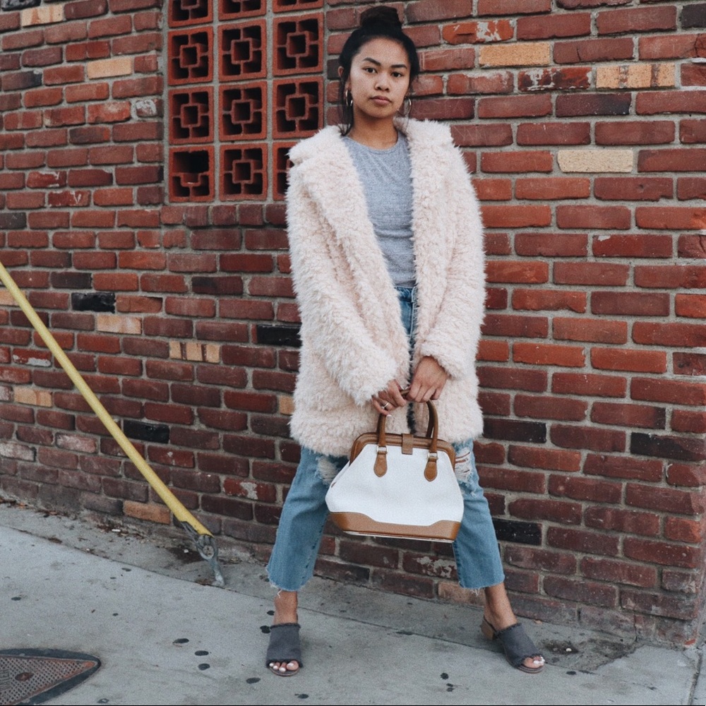 Fur Out Shaggy Faux Fur Coat - Blush - Picture 5 of 5